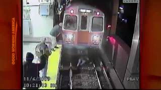 Woman Falls Onto Train Tracks Survives [upl. by Ellitnahc]