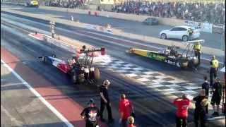 Top Fuel dragster Vs Top Methanol dragster at Hal Far raceway Malta 2012 [upl. by Yllas]