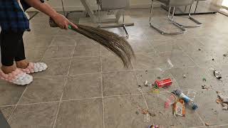 ASMR Cleaning Sweeping through the House with a African Broom No Talking [upl. by Einahpetse661]