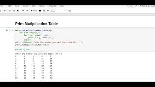 100 Days Python Loop Challenge  Day 1  Print Multiplication Table [upl. by Welsh]