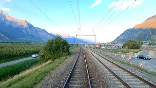 ★ 4K 🇨🇭 StMaurice  Martigny  Sion cab ride Switzerland 092023 Führerstandsmitfahrt Rhonetal [upl. by Nylteak]