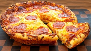 12quot Cast Iron Pan Pizza No knead with an unbelievably crispy Frico cheesy crust and base [upl. by Orelie876]