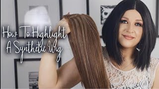 How To Highlight Synthetic Wigs Wig Hack  Synthetic Wig Highlight  How To Make A Wig Look Natural [upl. by Seaman407]