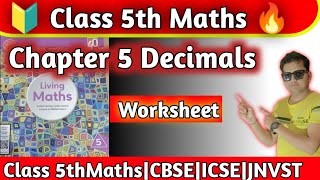 Class 5 Maths Chapter 5 Decimals Worksheet Class 5th Maths Ratna SagarhpsgurugramNaresh Sir [upl. by Swart]