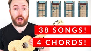 38 SONGS WITH 4 CHORDS Axis of Awesome Ukulele Tutorial [upl. by Irap]