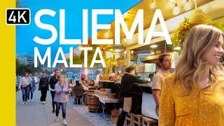 Sliema Malta Nightlife  4K Evening Walking Tour  Whats it like [upl. by Palla881]