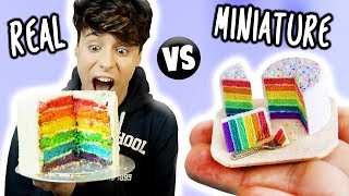 MINI Food vs REAL Food 3 Spaghetti Bolognese Nachos amp Rainbow Cake [upl. by Enale]