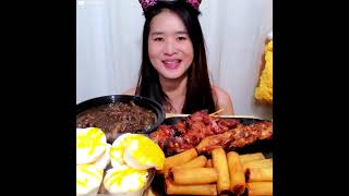 Eating Filipino Porks Blood Stew Dinuguan mukbang pinoyfood filipinofood asmr [upl. by Odnama883]