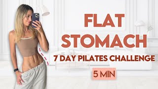 5 min Tight Waist amp Flat Stomach Pilates  At Home 7 Day Challenge [upl. by Belda469]