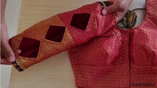 Paithani blouse model sleeve design  Simple and easy method of stitching [upl. by Arocahs]