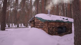 Dugout building AutumnWinter warm shelter in the woods start to finish [upl. by Rooker]