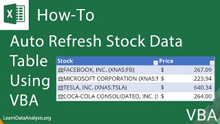 Create an Excel Macro using VBA to automatically refresh stock data [upl. by Anele710]