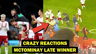 Crazy reactions to McTominay late goal vs Villa  Man United News [upl. by Anaibib]