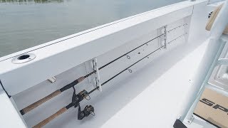 Sportsman Masters 227 Bay Boat  Under Gunwale Rod Racks [upl. by Ambrosi198]