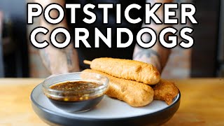 Making Corndogs Using Potstickers and Scallion Pancakes  Whats in the Fridge [upl. by Stephen]