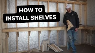 TUFF SHED SHELVING Install Workbench Pegboard and Shelving [upl. by Piggy]