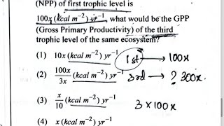 In an ecosystem if the NPP of Ist tropic level 100X what would be the GPP of IIIrd tropic level [upl. by Akinal]