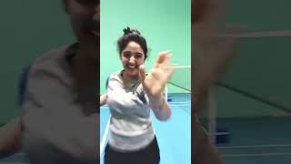 Ashnoor Kaur playing badminton with her Father [upl. by Dymoke]