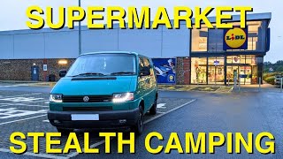 Stealth Camping In Lidl Supermarket Car Park  VW T4 Van Life [upl. by Karee]