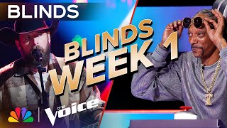 JawDropping Blind Auditions from Week 1  The Voice  NBC [upl. by Eoin2]