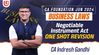 Negotiable Instrument  One shot Revision  CA Foundation Law  June 2024  Indresh Gandhi [upl. by Aiki744]