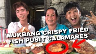 MUKBANG CRISPY FRIED FISH PUSIT CALAMARES SOBRANG SARAP LAPTRIP [upl. by Eatnhoj]