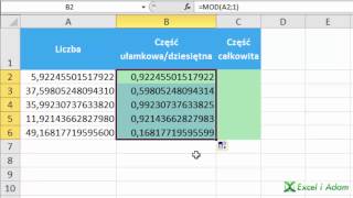 Excel  Część ułamkowa i całkowita liczby  porada 214 [upl. by Atteyek]