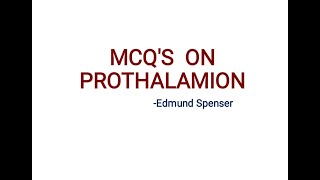 Prothalamion  Edmund Spenser  MCQs  PGTRBNET [upl. by Airetnahs773]