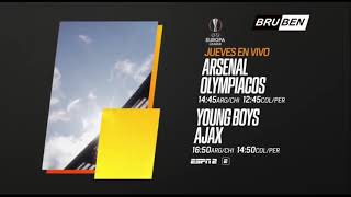 PROMO ESPN  Young Boys vs Ajax  Arsenal vs Olympiacos  UEFA Europa League 2021 [upl. by Eeroc649]