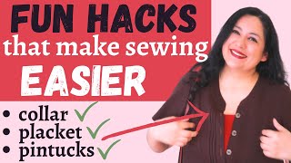 LITTLE changes that make sewing EASIER Placket collar pintucks Linen Presto Love Notions [upl. by Karas]