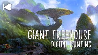 Giant Treehouse  Digital Painting timelapse [upl. by Adnaloy287]