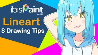 Ibis Paint X 8 Tips for Drawing Lineart  Tutorial for Beginners [upl. by Valerlan]