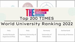 2022Top 200 TIMES World University Ranking 2022｜Times higher education 2022 University Ranking [upl. by Dibri]