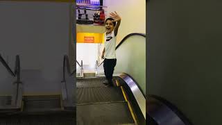 Each time Use handrail for support on escalator😂😀very bravely😍 shortsescalator funny [upl. by Heimer]