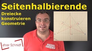 Seitenhalbierende eines Dreiecks konstruieren Schwerpunkt  Geometrie  Mathematik  Lehrerschmidt [upl. by Tiertza217]