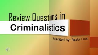 Criminalistics Forensic Science  Review Questions [upl. by Siraval]