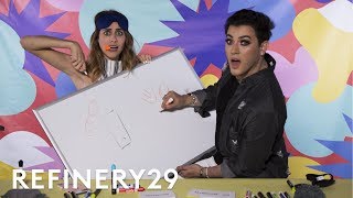 Manny Mua Blindfold Drawing Challenge With Lucie Fink  YouTube Challenges  Refinery29 [upl. by Martinson]