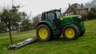 DRONECANON John Deere 6170m et Agrimat 7 mètres  Hersage des herbages en Normandie [upl. by Malcah]