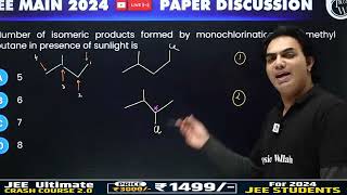 Number of isomeric products formed by monochlorination of 2methyl butane in presence of sunligh [upl. by Anavrin]