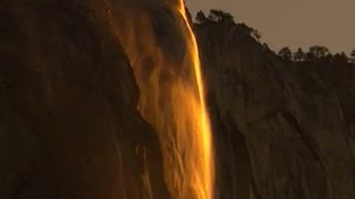 Rare quotfirefallquot phenomenon at Yosemite National Park [upl. by Latt]