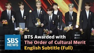 BTS quotAll this glory to ARMYsquot Awarded with the Order of Cultural Merit  English Sub Full  SBS [upl. by Edmunda]