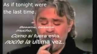 Besame muchoAndrea Bocelli with lyrics and translation [upl. by Attenaej]