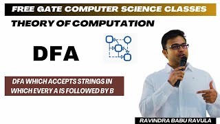 TOC  DFA  DFA which accepts strings in which every a is followed by b  Ravindrababu Ravula [upl. by Thevenot]