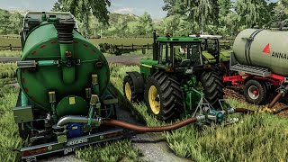 FS 22 Ultra Realistic  Using manure system to spread manure in my fields pipe connection [upl. by Melcher]