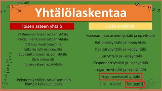 Yhtälölaskentaa Tangenttiyhtälö Trigonometriset yhtälöt [upl. by Anileva137]