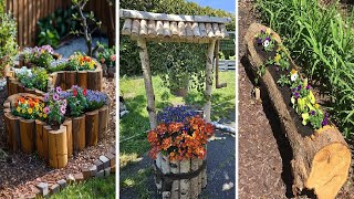 Creative Wood Log Garden Ideas  DIY Decor amp Planting Inspiration [upl. by Eleynad716]