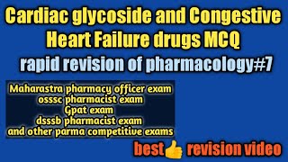 cardiac glycoside and drugs for heart failure mcqpharmacology revision seriespart 7 [upl. by Cesaro320]