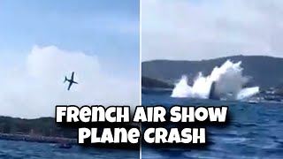 French Air Show Crash Pilot dies after Fouga Magister plane crashes into Sea [upl. by Peedus]