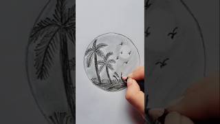 How to draw a Simple Beautiful Scenery  Circle Scenery Drawing  Very easy Circle Scenery Drawing [upl. by Zaneta]