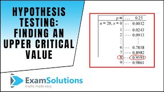 Hypothesis testing  Finding an Upper Critical Value  Binomial Distribution  ExamSolutions [upl. by Wesla]